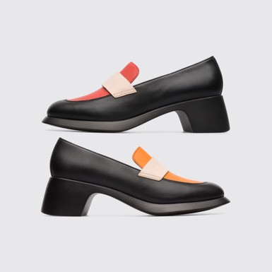 Side view of Twins Multi-colored full grain leather moccasin