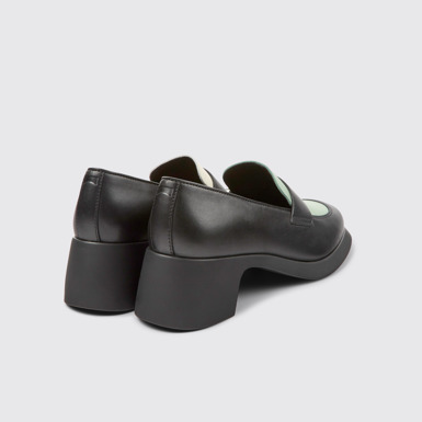 Back view of Twins Black leather moccasins for women