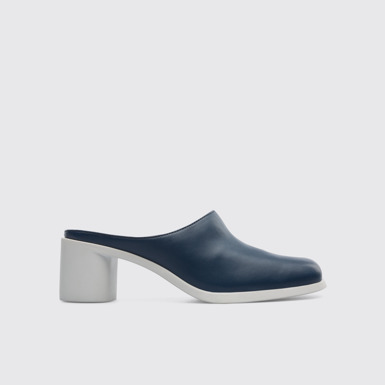 Side view of Meda Blue slip on shoe for women