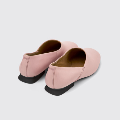 Back view of Casi Myra Pink leather ballerinas for women
