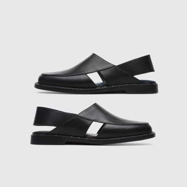 Side view of Twins Black semi-open TWINS women's shoe