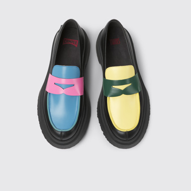 Overhead view of Twins Multicolored leather loafers for women