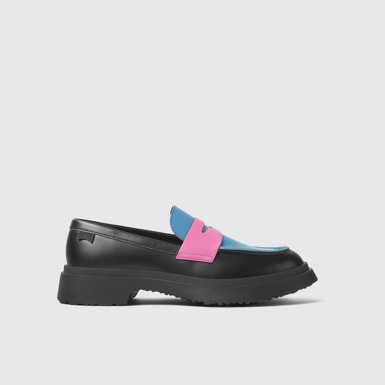 Side view of Twins Multicolored leather loafers for women
