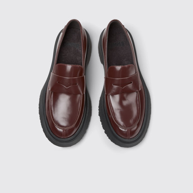 Overhead view of Walden Burgundy Leather Moccasins for Women.