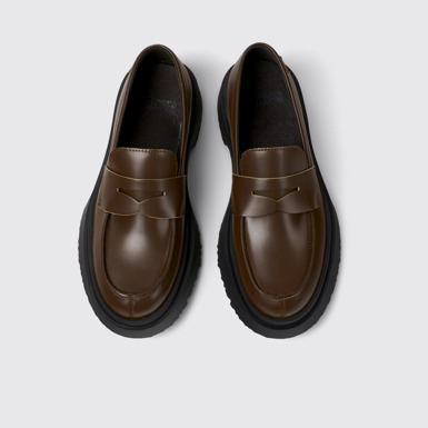 Overhead view of Walden Brown Leather Moccasins for Women.