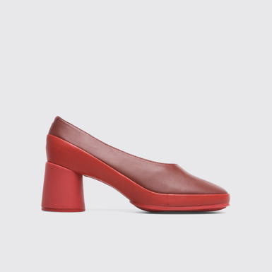 Side view of Upright Women's red full grain shoe