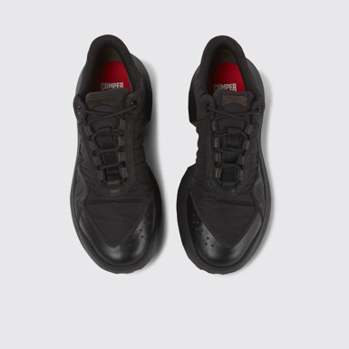 Overhead view of CRCLR Breathable women's black textile sneakers