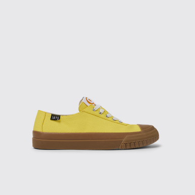 Side view of Camaleon Yellow recycled cotton sneakers for women