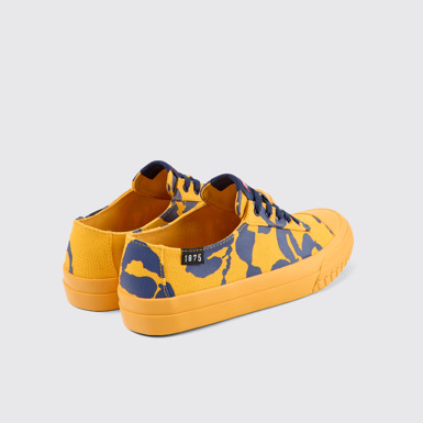Back view of Camaleon Orange and blue recycled cotton sneakers for women