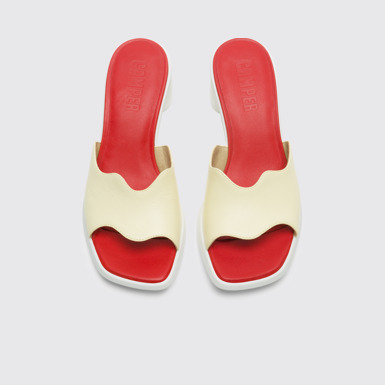 Overhead view of Meda Yellow sandal for women