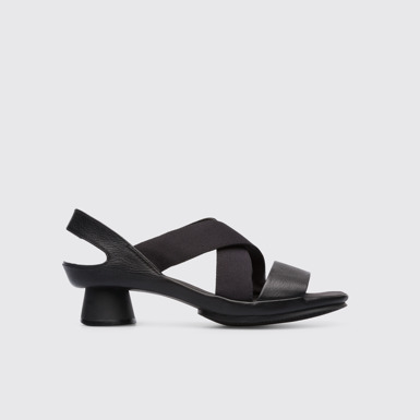 Side view of Alright Black leather women’s sandal