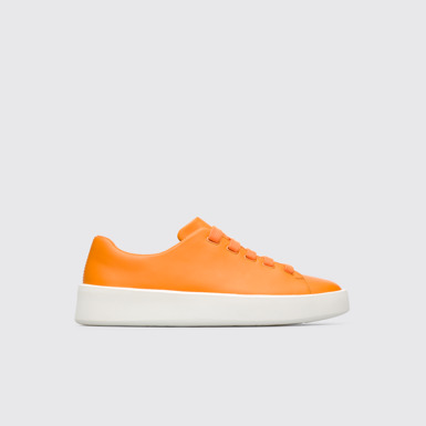 Side view of Courb Women's orange sneaker