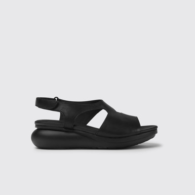 Side view of Balloon Black sandal for women