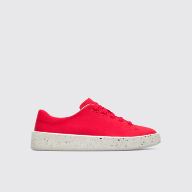 Side view of Courb Women's red sneaker