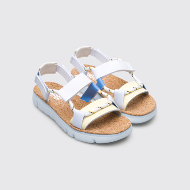 Front view of Oruga Multicoloured velcro sandal for women