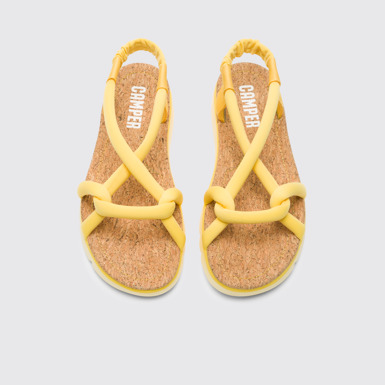 Overhead view of Oruga Yellow sandal for women