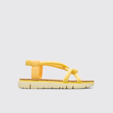 Side view of Oruga Yellow sandal for women