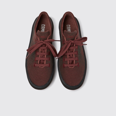 Overhead view of Courb Burgundy sneakers for women
