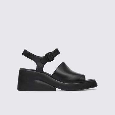 Side view of Kaah Black sandal for women