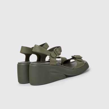Back view of Kaah Green leather sandals for women