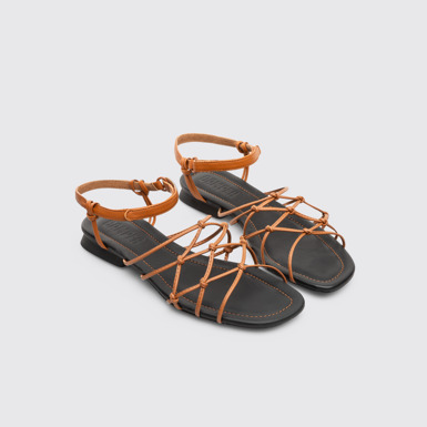 Front view of Casi Myra Brown sandal for women