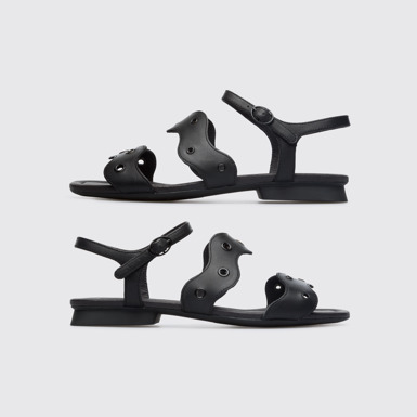 Side view of Twins Black TWINS sandal for women