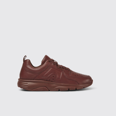 Side view of Drift Burgundy leather sneakers for women