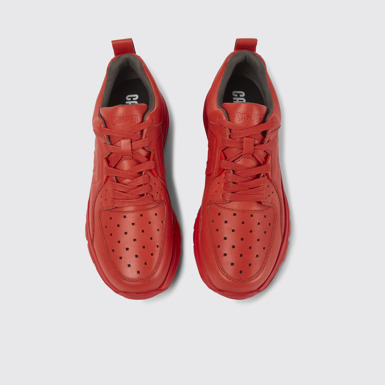 Overhead view of Drift Red leather sneakers for women