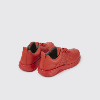 Back view of Drift Red leather sneakers for women