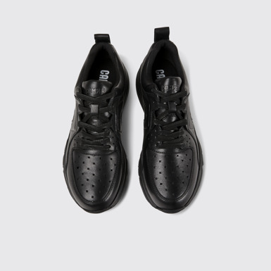 Overhead view of Drift Black leather sneakers for women
