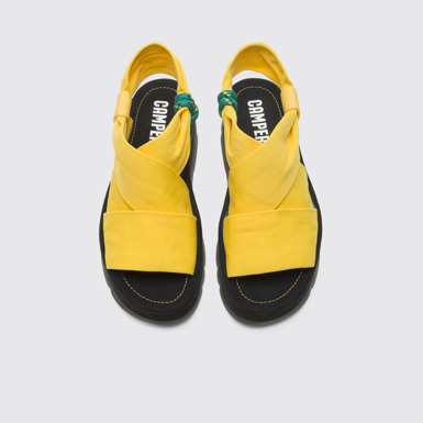 Overhead view of Oruga Up Yellow sailor knotted sandal for women