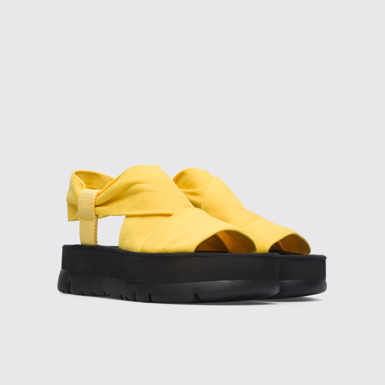 Front view of Oruga Up Yellow sailor knotted sandal for women