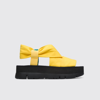 Side view of Oruga Up Yellow sailor knotted sandal for women