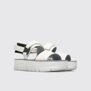 Front view of Oruga Up White sandal for women