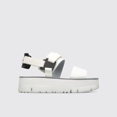 Side view of Oruga Up White sandal for women