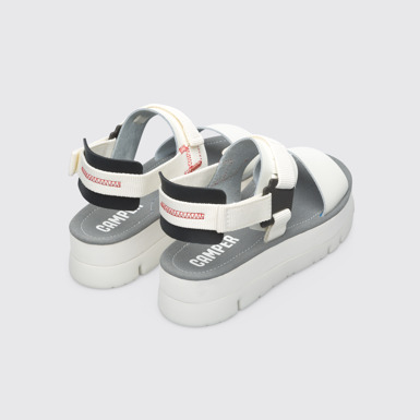 Back view of Oruga Up White sandal for women