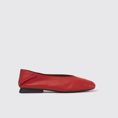 Side view of Casi Myra Red ballerinas for women