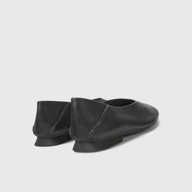 Back view of Casi Myra Black Leather Ballerinas for Women.