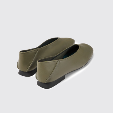 Back view of Casi Myra Green leather ballerinas for women