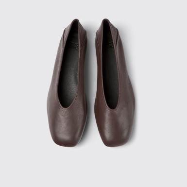 Overhead view of Casi Myra Brown leather ballerinas for women