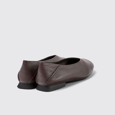 Back view of Casi Myra Brown leather ballerinas for women