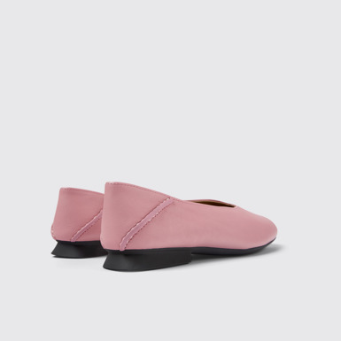 Back view of Casi Myra Pink leather ballerinas for women