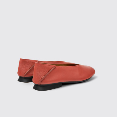 Back view of Casi Myra Red leather ballerinas for women