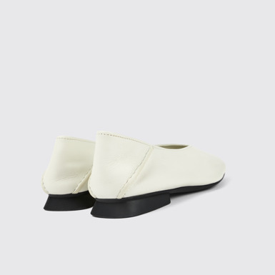 Back view of Casi Myra White Leather Ballerina for Women