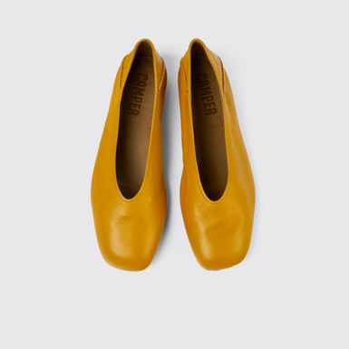 Overhead view of Casi Myra Orange Leather Ballerina for Women