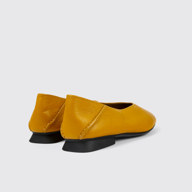 Back view of Casi Myra Orange Leather Ballerina for Women