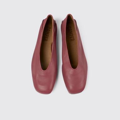 Overhead view of Casi Myra Red Leather Ballerina for Women