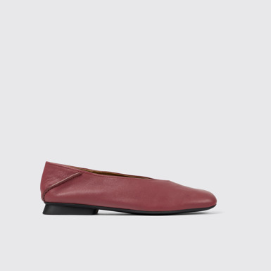 Side view of Casi Myra Red Leather Ballerina for Women