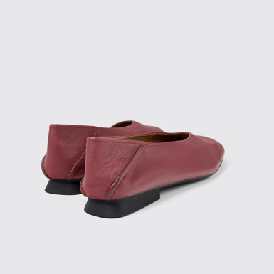 Back view of Casi Myra Red Leather Ballerina for Women