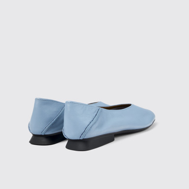 Back view of Casi Myra Blue Leather Ballerina for Women